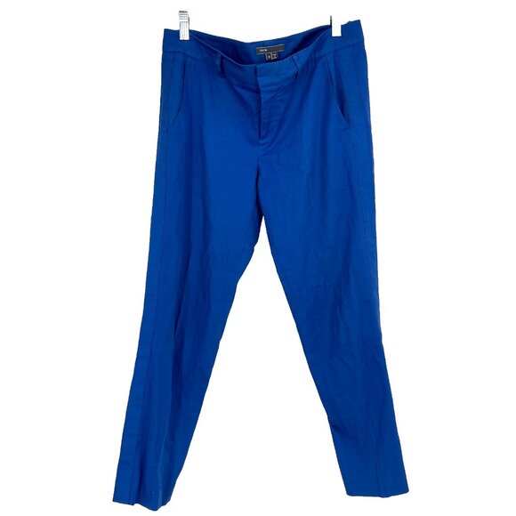 Vince Women 8 Cigarette Pants Cornflower Blue Pleated Pockets Tapered Leg Casual - Picture 1 of 10